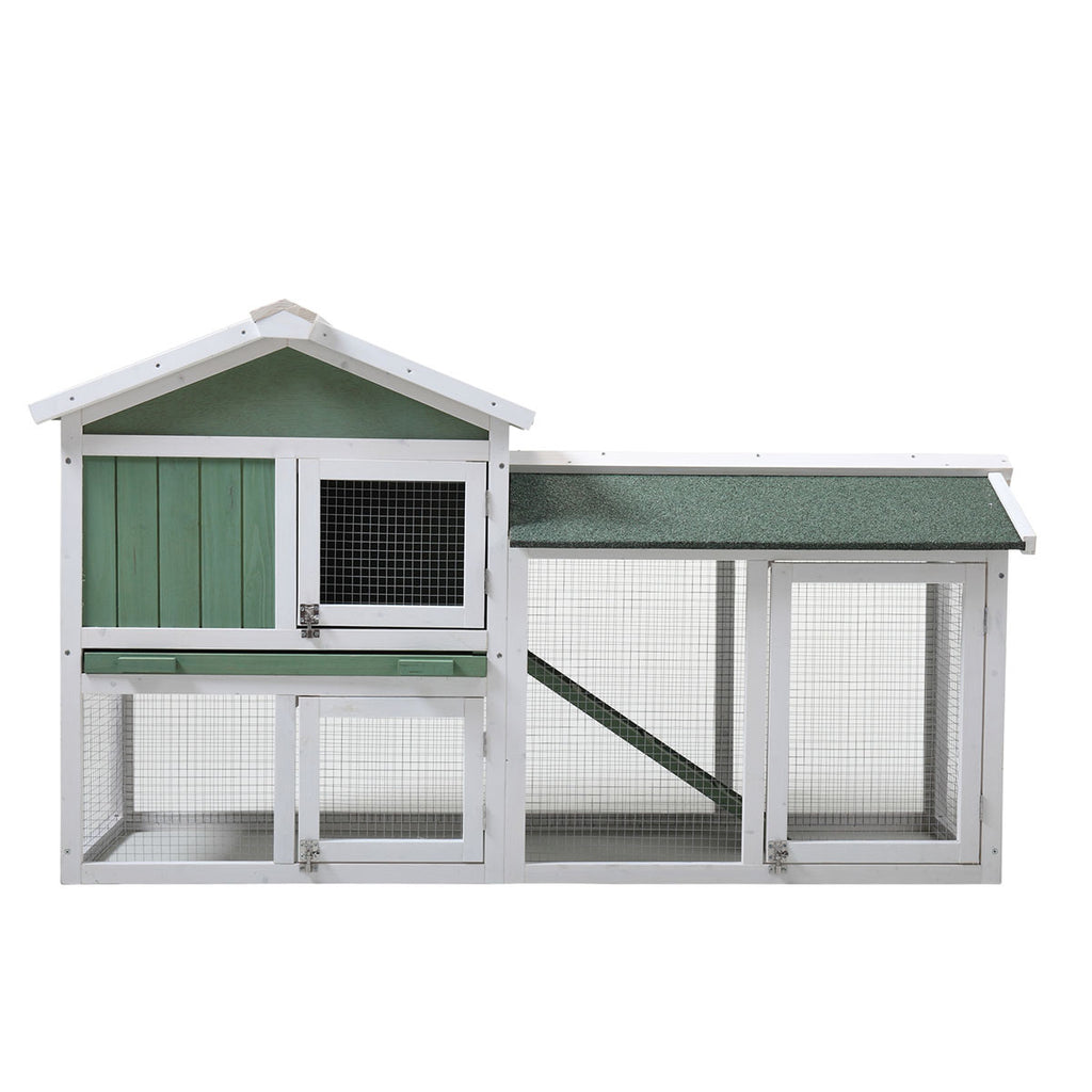 Large Wooden Rabbit Hutch Indoor and Outdoor Bunny Cage with a Removable Tray and a Waterproof Roof