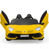 Licensed Lamborghini 24V Kids Ride On Electric Cars, Battery Powered Drifting Car with Double PU Seats, Remote Control, High-Low Speed, LED Lights, MP3, USB, Toy Gift for 3-8 Years Old, Yellow