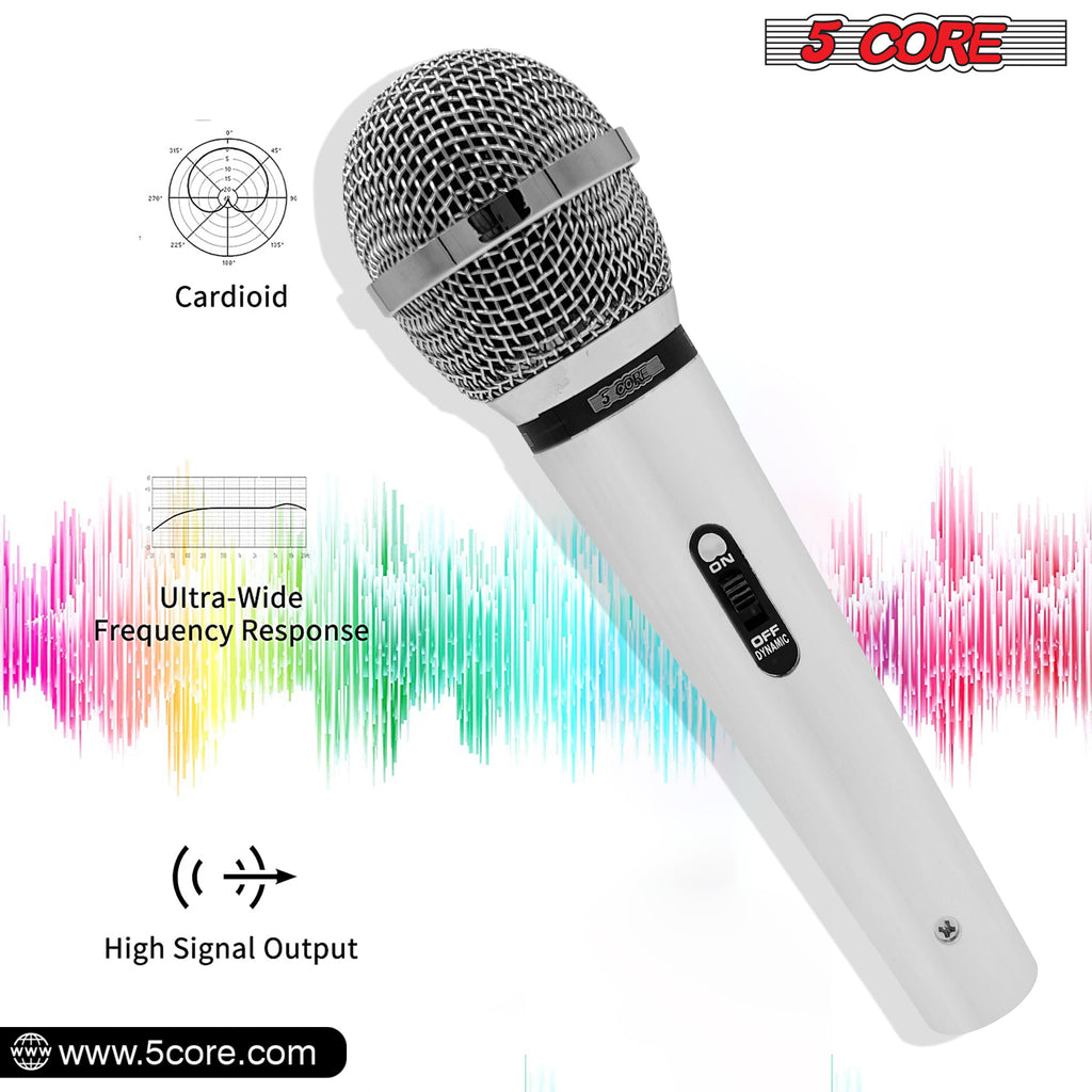 5 CORE Premium Vocal Dynamic Cardioid Handheld Microphone Unidirectional Mic with 16ft Detachable XLR Cable to ¼ inch Audio Jack and On/Off Switch for Karaoke Singing - PM 111 CH