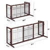 38"-71" Adjustable Wooden Pet Gate for Dogs, Indoor Freestanding Dog Fence for Doorways, Stairs, Deep Brown