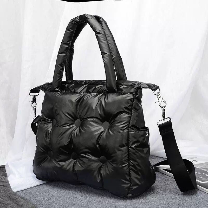 Winter Women Space Pad Cotton Feather Down Bag Bucket Handbag Luxury