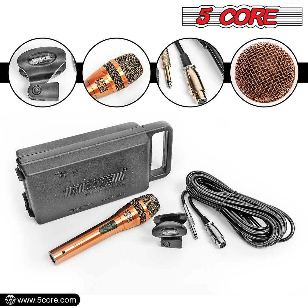 Professional Dynamic Vocal Microphone Neodymium Cardioid Unidirectional Handheld Mic for Speakers Karaoke W/Steel Mesh Grille Metal ON/Off Switch 16ft Detachable Cable+Clip+Carry Case-ND-807 CoppereX