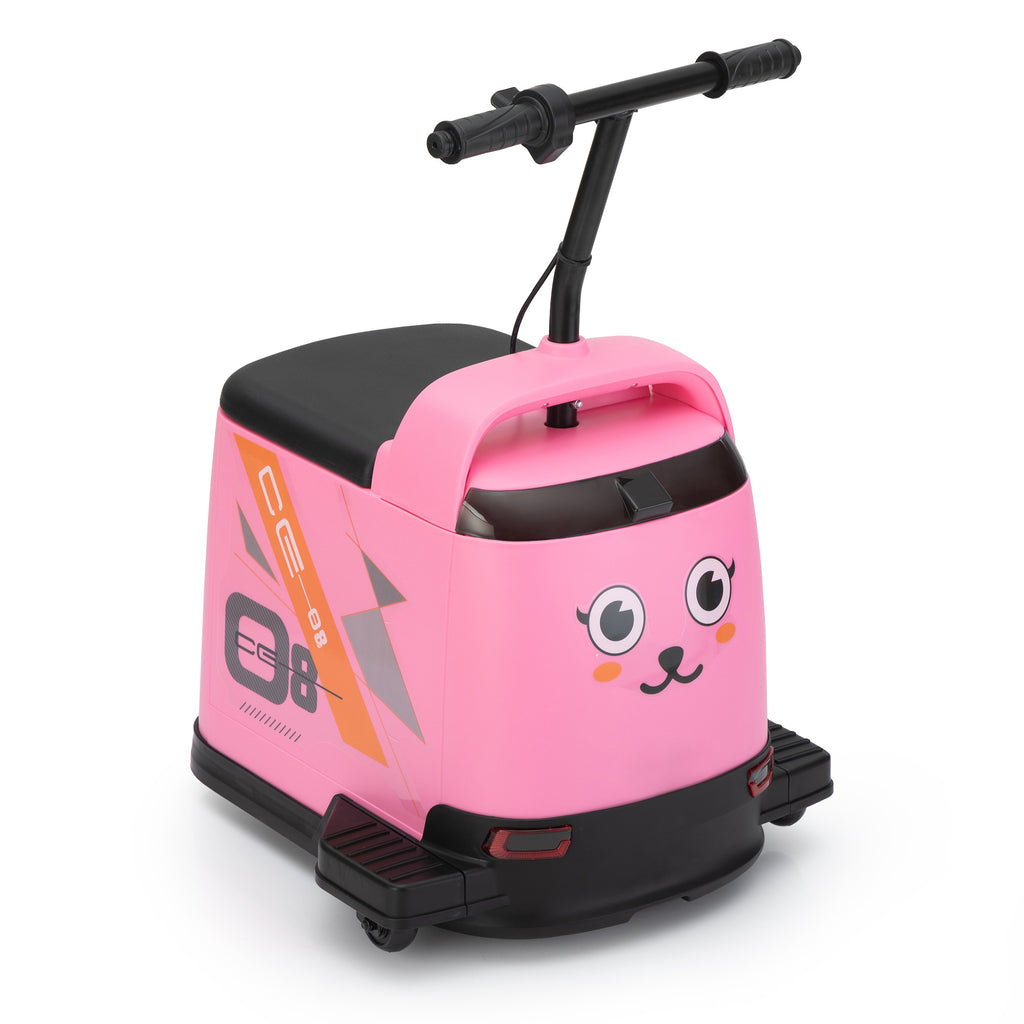 12V Kids Ride On Box, Electric Box Car with High-Low Speeds, Variable Speed Throttle, MP3, USB, Storage, Battery Powered Toy Gift for 8-12 Years Old, Pink + Black