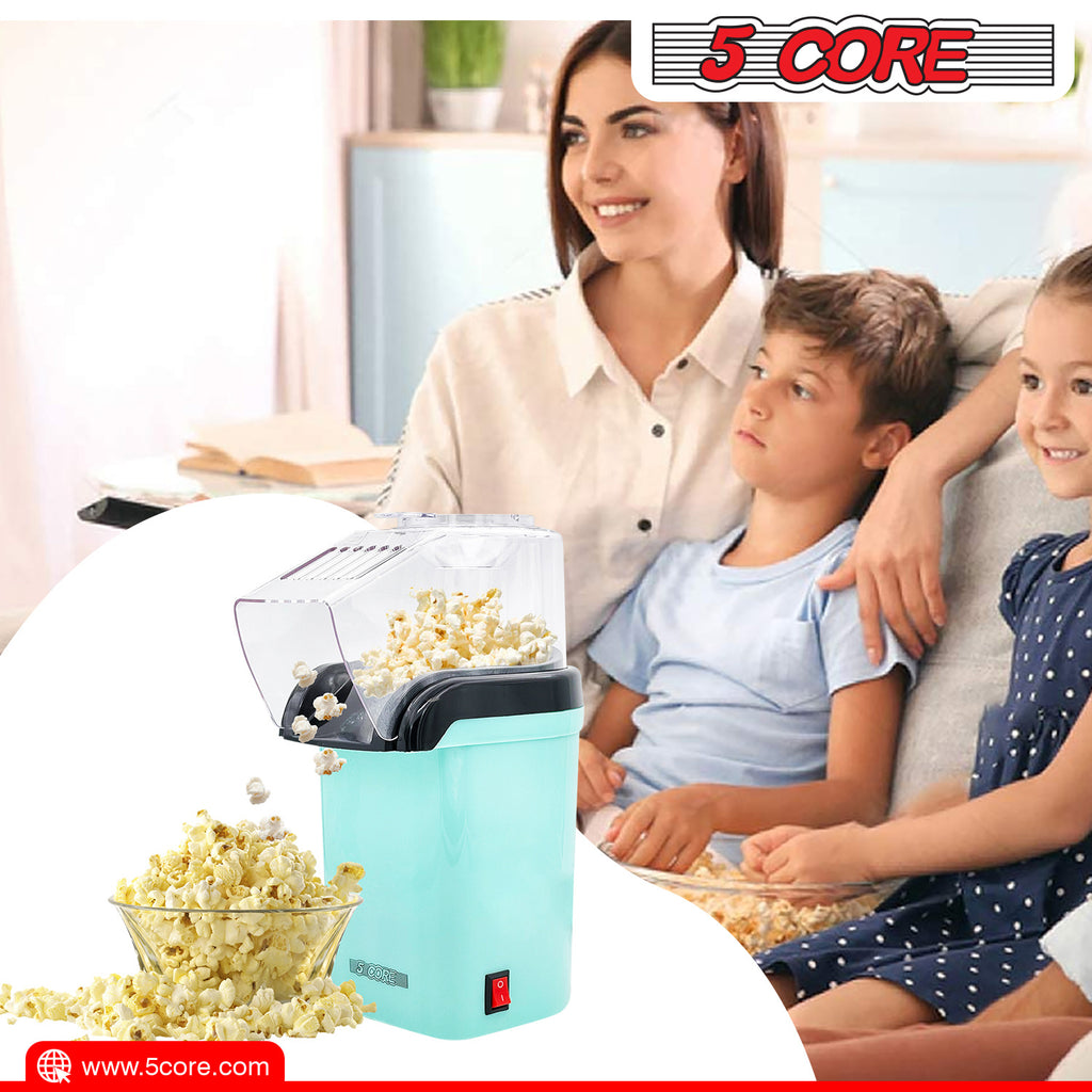 5 Core Hot Air Popcorn Popper Machine 1200W Electric Popcorn Kernel Corn Maker Bpa Free, 95% Popping Rate, 2 Minutes Fast, No Oil-Healthy Snack for Kids Adults, Home, Party, Gift POP