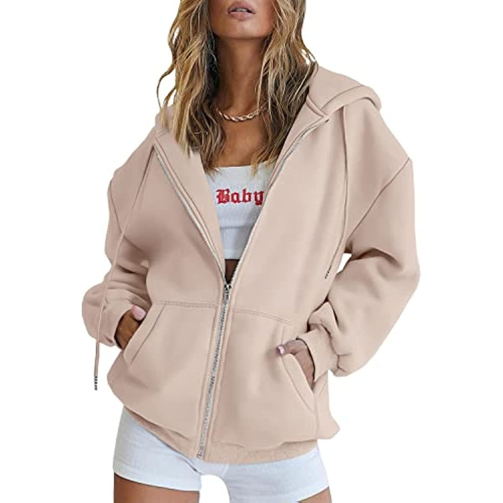 Women's Cute Hoodies Teen Girl Fall Jacket Oversized Sweatshirts Casual Drawstring Clothes Zip Up Y2K Hoodie with Pocket