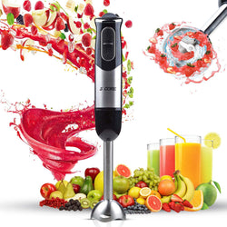 5 Core Handheld Blender, Electric Hand Blender 8-Speed 500W, Immersion Hand Held Blender Stick with Food Grade Stainless Steel Blades for Perfect Smoothies, Puree Baby Food & Soup - HB 1510