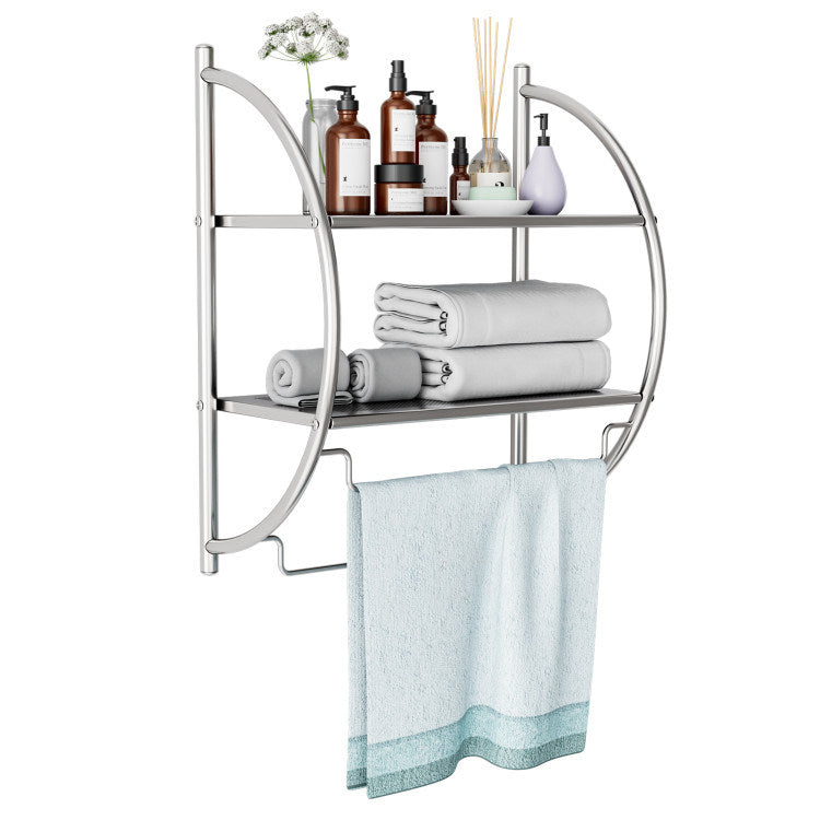 2-Tier Wall Mount Shower Organizer Towel Storage Rack