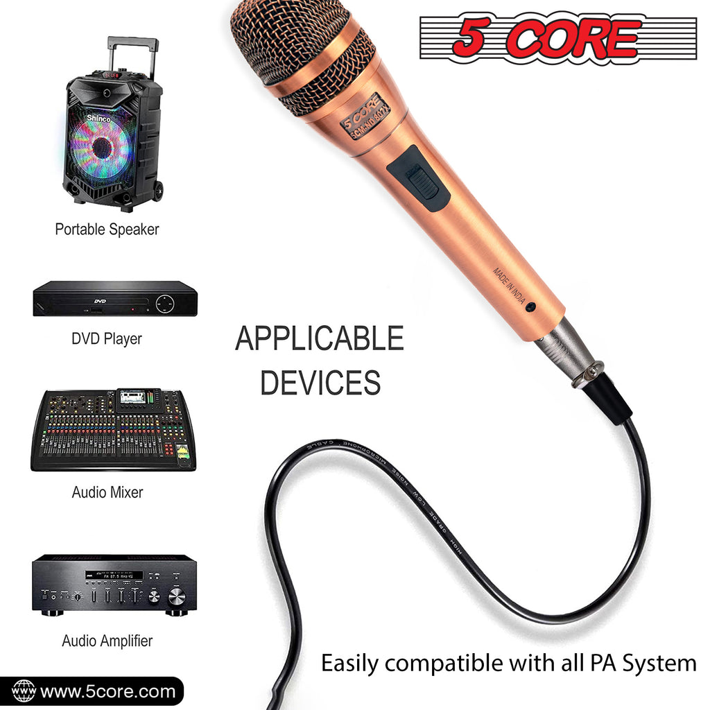 Professional Dynamic Vocal Microphone Neodymium Cardioid Unidirectional Handheld Mic for Speakers Karaoke W/Steel Mesh Grille Metal ON/Off Switch 16ft Detachable Cable+Clip+Carry Case-ND-807 CoppereX