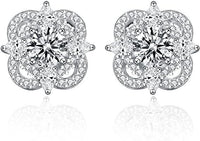 Moissanite Earrings for Women's 0.5 Carat Four-leaf Clover Exquisite Chic Diamond Stud Earrings for Birthday Wedding Bridal Set Jewelry Gift (0.5 Carat)
