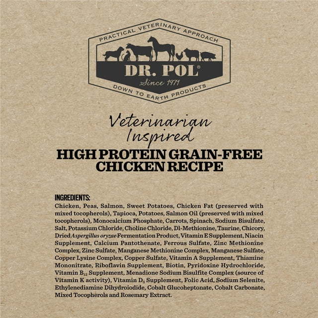 Dr. Pol High Protein Limited Ingredient Chicken Recipe Dry Cat Food for All Breeds, Ages and Sizes of Cats and Growing Kittens, 4 lb. Bag