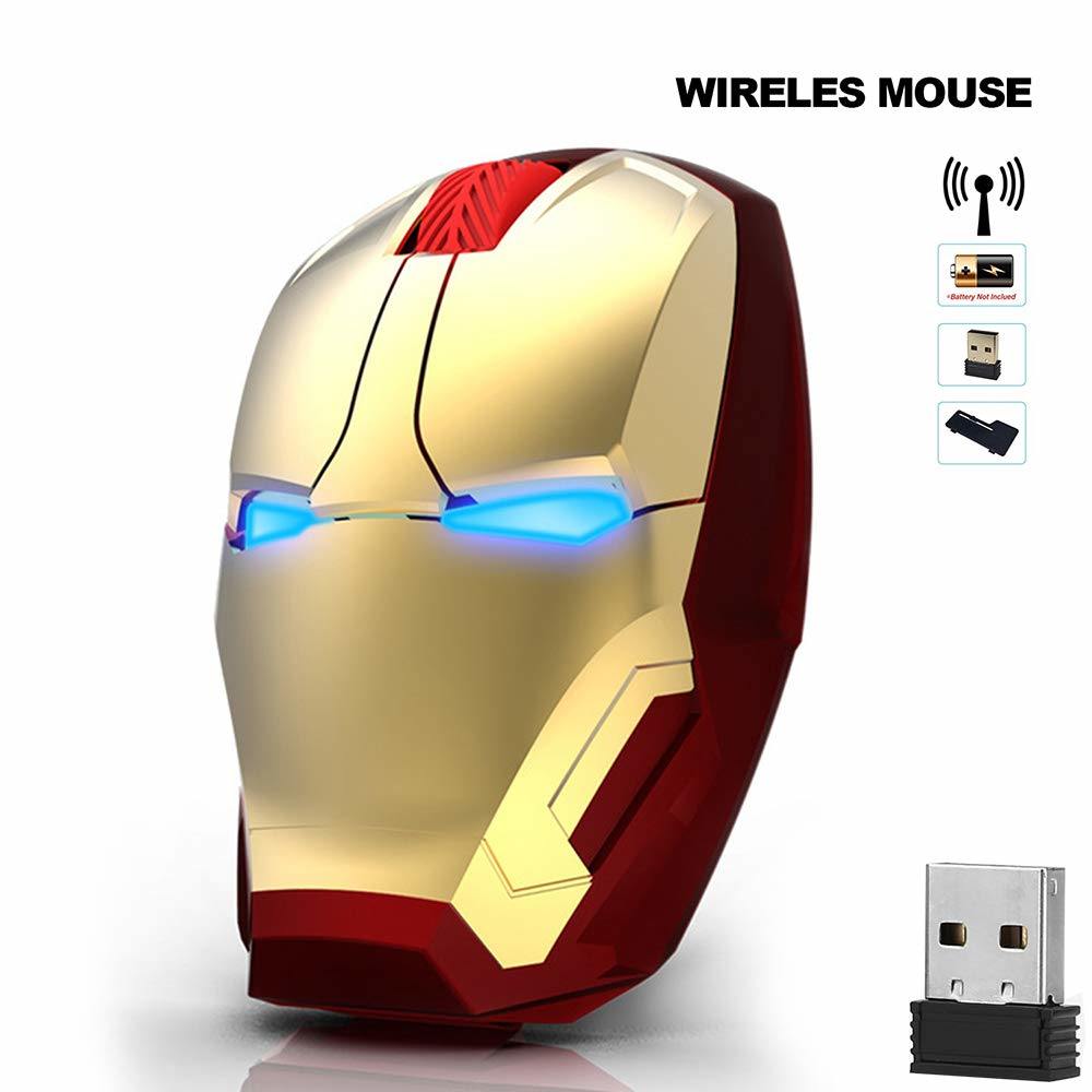 Wireless Mice Iron Man Mouse Mouses Computer Button Silent Click 800/1200/1600/2400DPI Adjustable USB Optical Mice For Computer