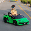 Licensed Lamborghini 24V Kids Ride On Electric Cars, Battery Powered Drifting Car with Double PU Seats, Remote Control, High-Low Speed, LED Lights, MP3, USB, Toy Gift for 3-8 Years Old, Green