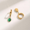 Titanium steel emerald earrings 2022 new temperament simple small design sense earrings light luxury net red earrings