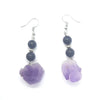 Amethyst Shungite Hematite Earrings Chunky