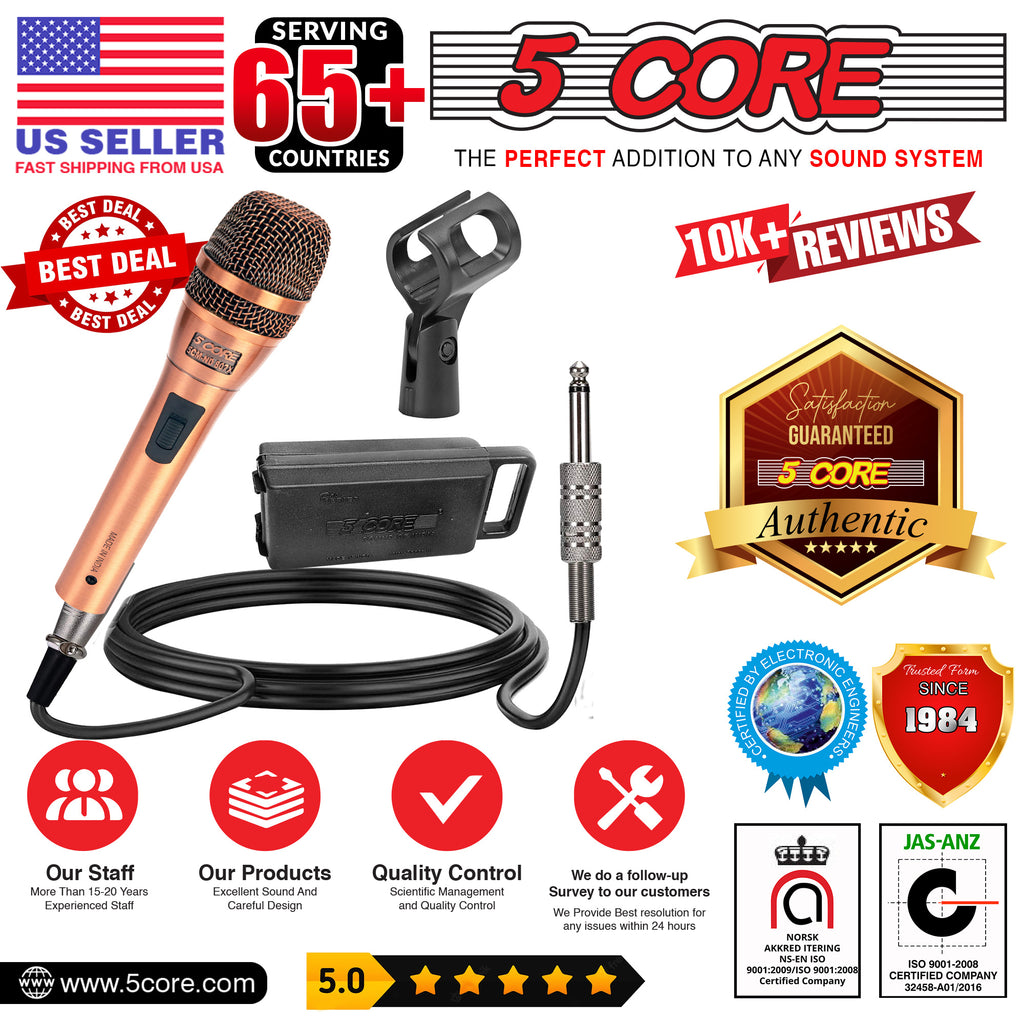 Professional Dynamic Vocal Microphone Neodymium Cardioid Unidirectional Handheld Mic for Speakers Karaoke W/Steel Mesh Grille Metal ON/Off Switch 16ft Detachable Cable+Clip+Carry Case-ND-807 CoppereX