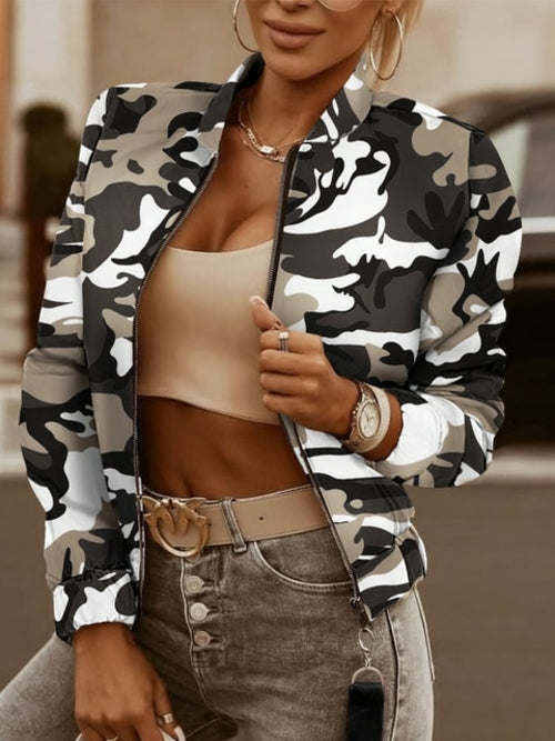 Coat Women Jacket Fashion Geometric Print Long Top