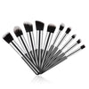 Mini Makeup Brushes Set for Travel - Synthetic, 10 Pieces, Black/Silver