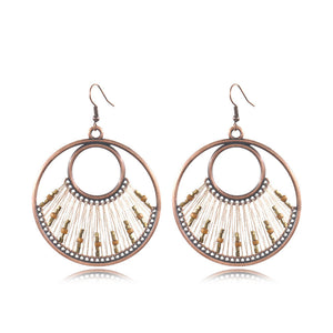 Retro Earrings Women's Fashion Drop-Shaped Hand-Woven Earrings Exaggerated Ear Jewelry