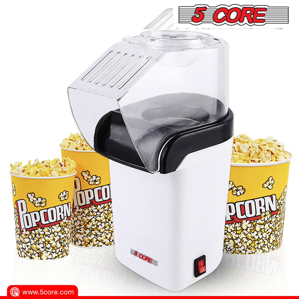 5 Core Hot Air Popcorn Popper Machine 1200W Electric Popcorn Kernel Corn Maker Bpa Free, 95% Popping Rate, 2 Minutes Fast, No Oil-Healthy Snack for Kids Adults, Home, Party, Gift POP