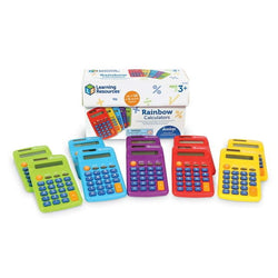Rainbow Calculators, Solar Powered, Set of 10, Ages 3+