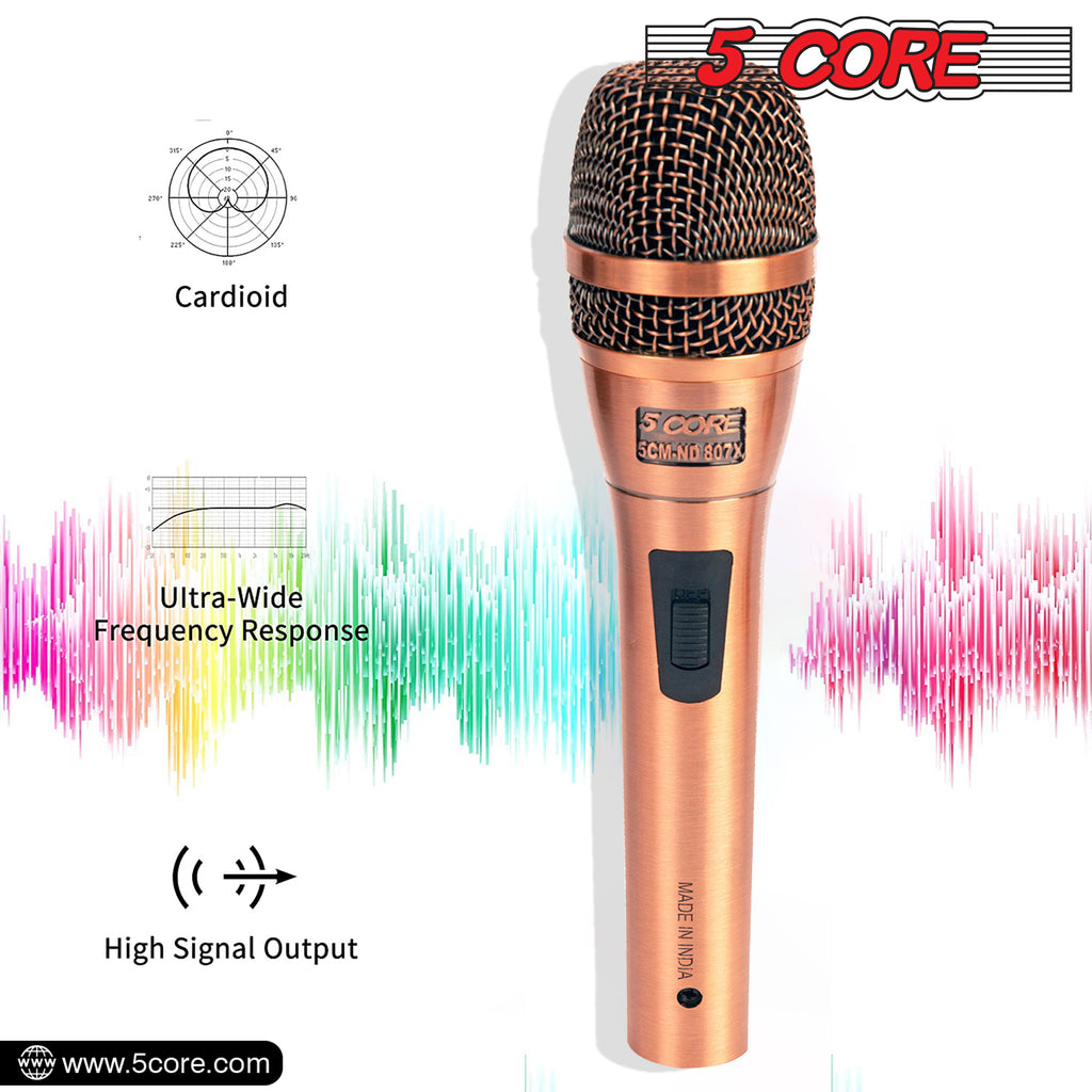 Professional Dynamic Vocal Microphone Neodymium Cardioid Unidirectional Handheld Mic for Speakers Karaoke W/Steel Mesh Grille Metal ON/Off Switch 16ft Detachable Cable+Clip+Carry Case-ND-807 CoppereX