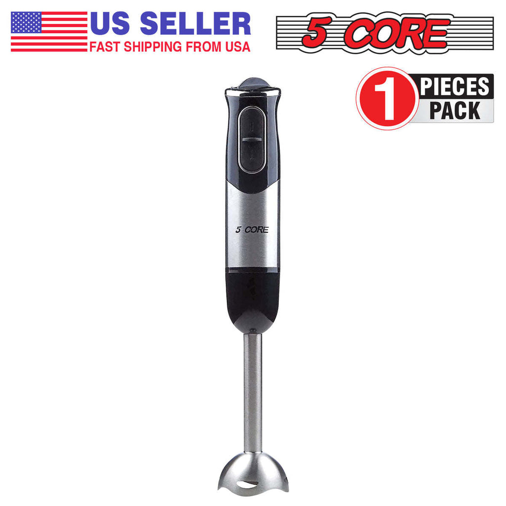 5 Core Handheld Blender, Electric Hand Blender 8-Speed 500W, Immersion Hand Held Blender Stick with Food Grade Stainless Steel Blades for Perfect Smoothies, Puree Baby Food & Soup - HB 1510