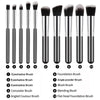 Mini Makeup Brushes Set for Travel - Synthetic, 10 Pieces, Black/Silver